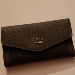 GUESS G Logo Embossed Trifold Long Wallet